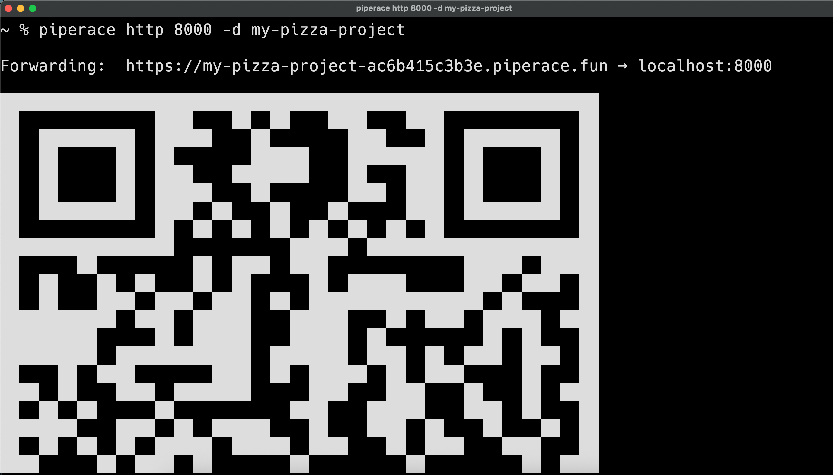 Scan the QR code to open the tunnel on your phone